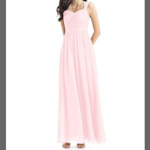 Blush pink Azazie bridesmaid dress